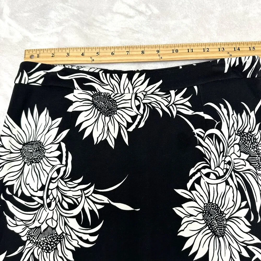 Anna Rachele Women's Floral Black & White Pencil Lined Midi Skirt Sz 8/44 Italy